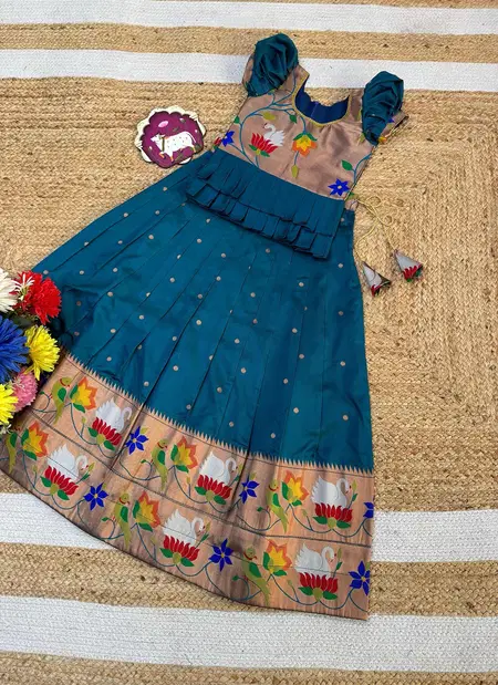 AJD 8150 Fancy Meena & Zari Weaving Work Kids Wear Lehenga With Blouse Wholesale In India